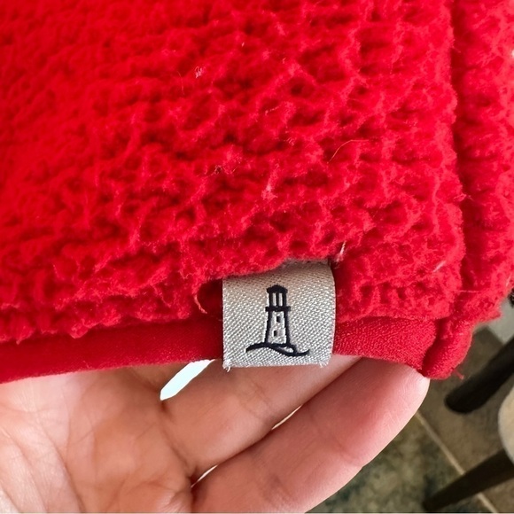 Lands’ End oversized red fuzzy sweater super warm and cozy long sleeve women’s L - Picture 3 of 8